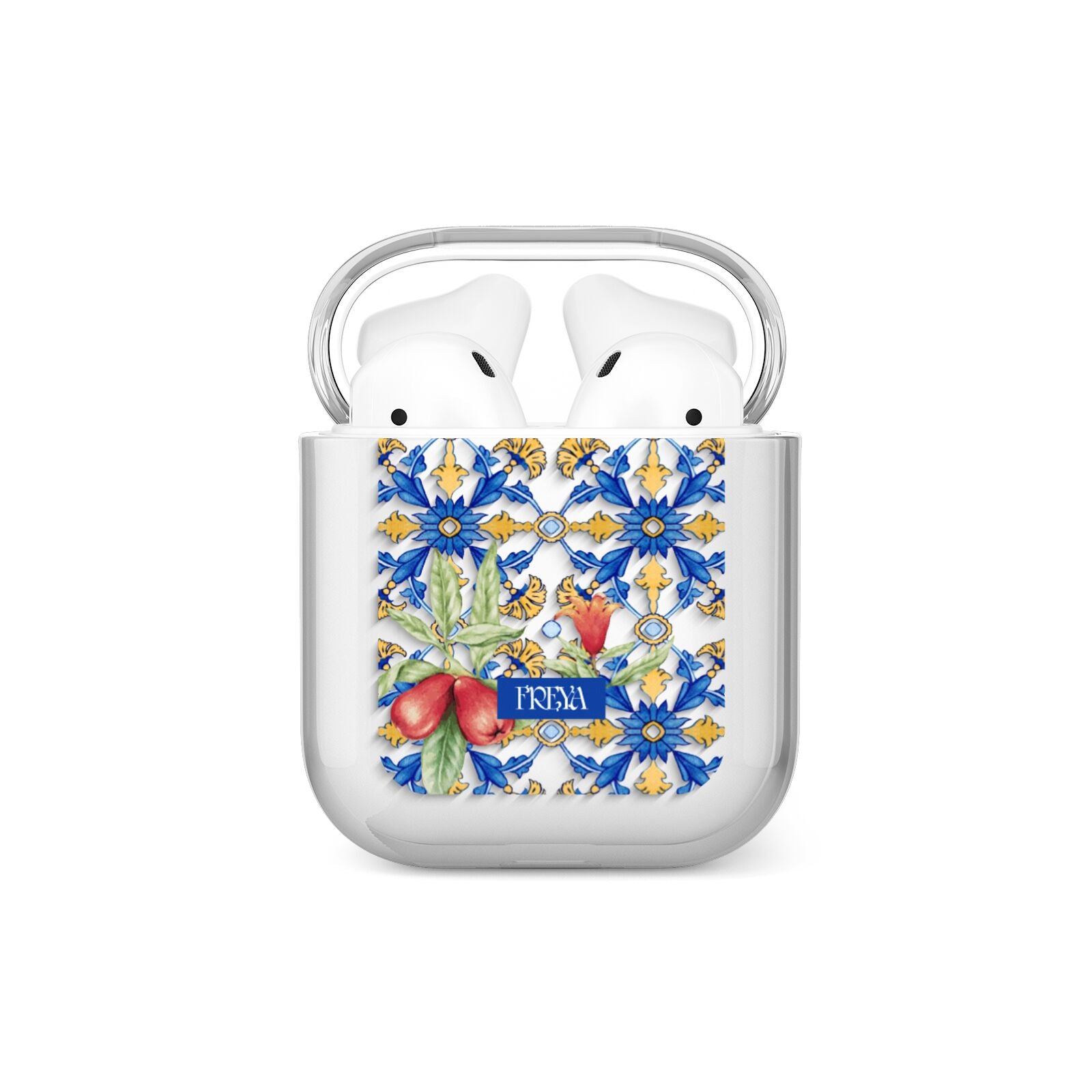 Personalised Mediterranean Fruit and Tiles AirPods Case