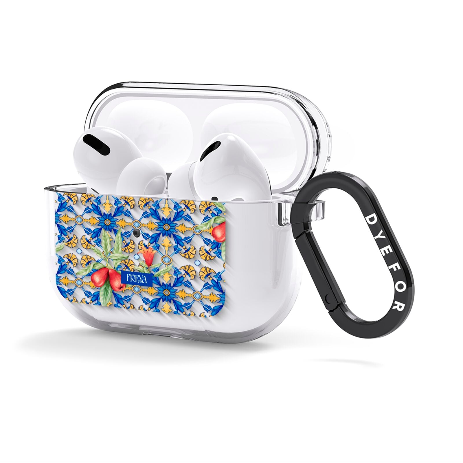 Personalised Mediterranean Fruit and Tiles AirPods Clear Case 3rd Gen Side Image