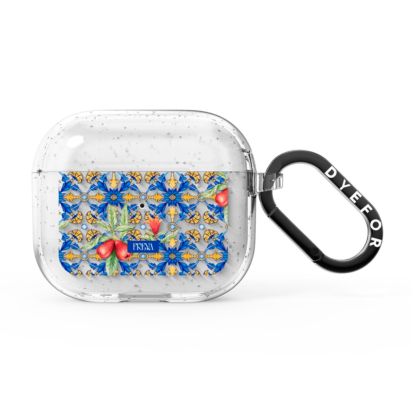 Personalised Mediterranean Fruit and Tiles AirPods Glitter Case 3rd Gen