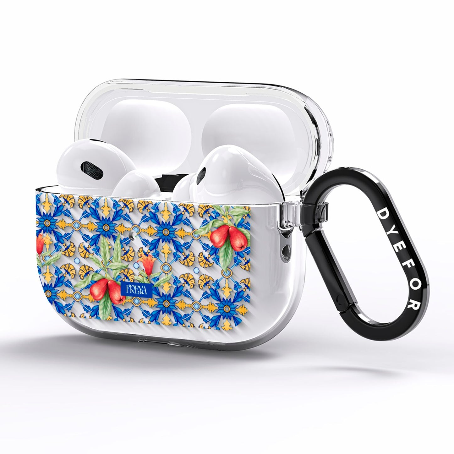 Personalised Mediterranean Fruit and Tiles AirPods Pro Clear Case Side Image