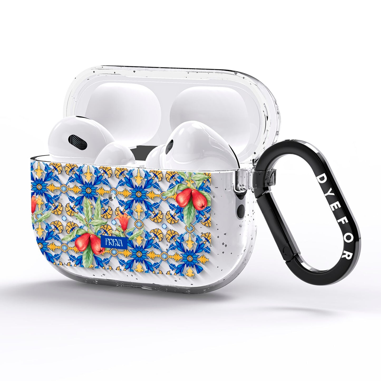 Personalised Mediterranean Fruit and Tiles AirPods Pro Glitter Case Side Image