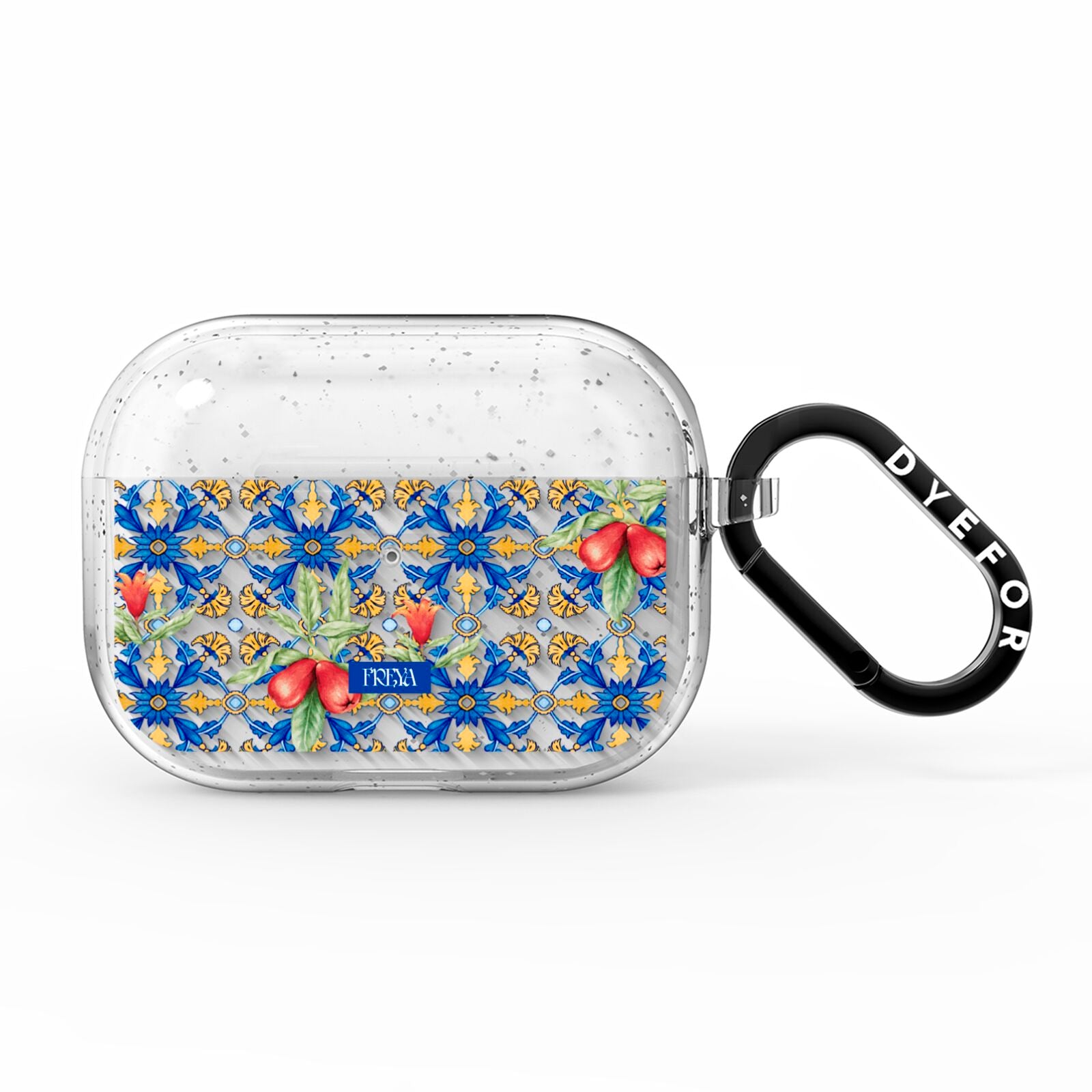 Personalised Mediterranean Fruit and Tiles AirPods Pro Glitter Case