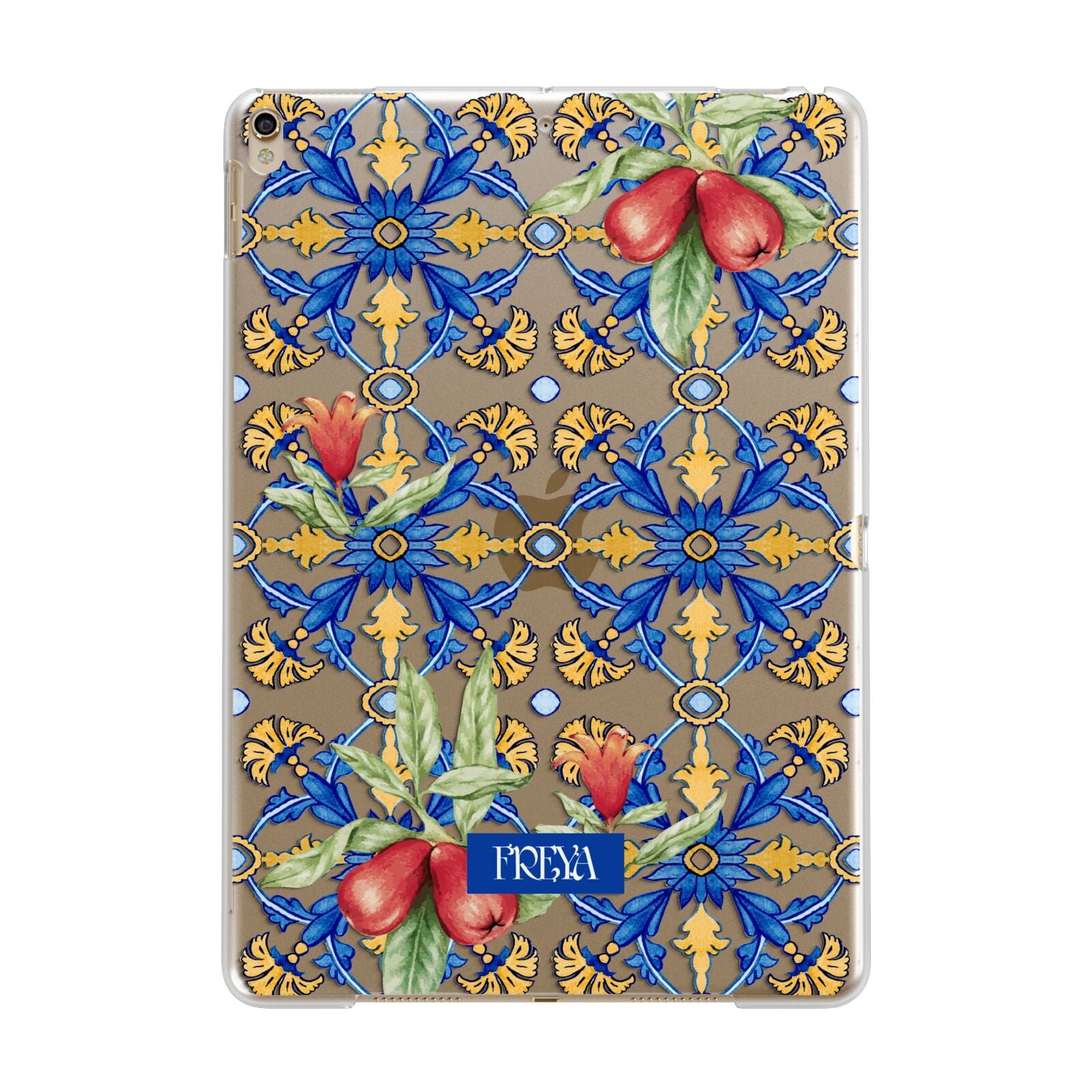 Personalised Mediterranean Fruit and Tiles Apple iPad Gold Case