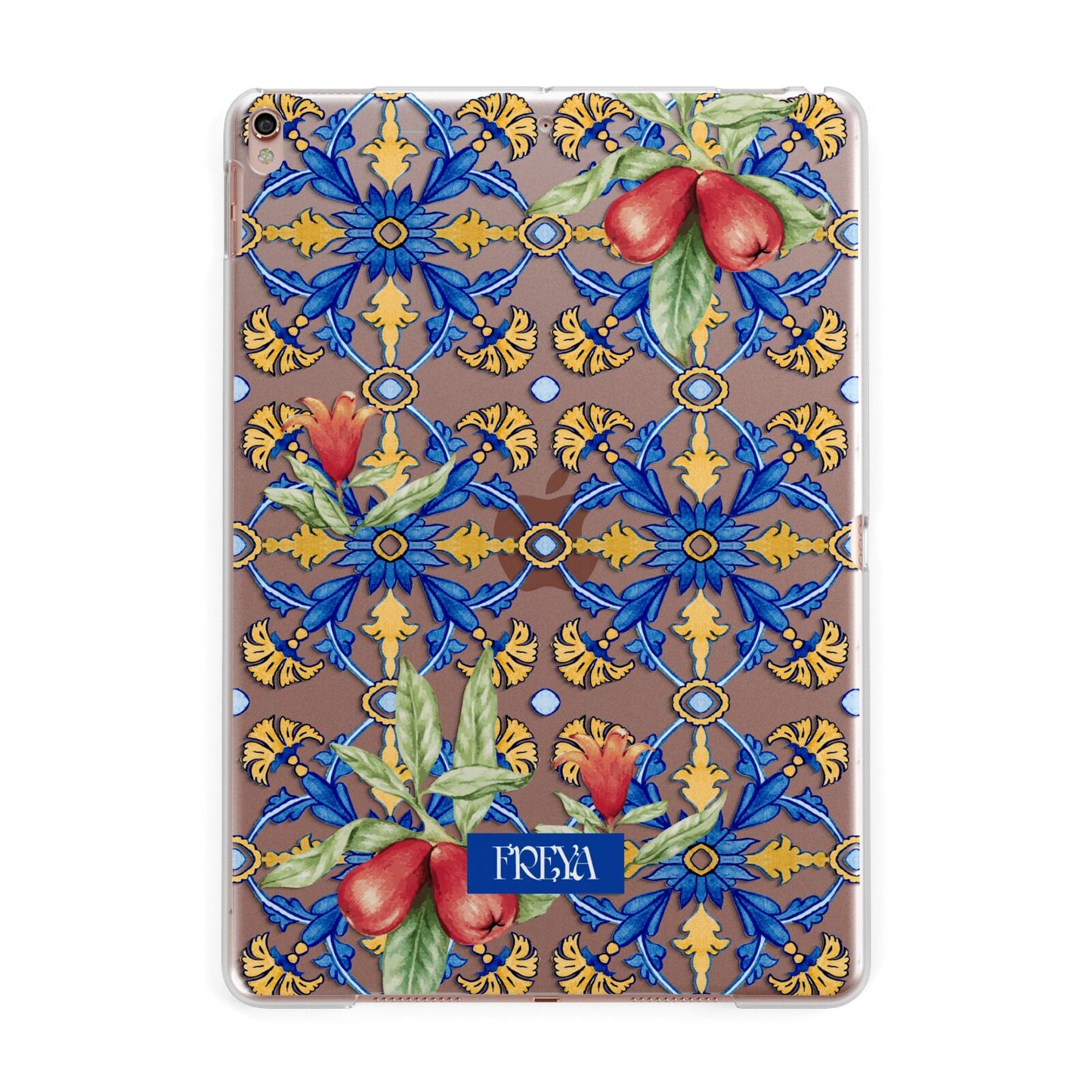 Personalised Mediterranean Fruit and Tiles Apple iPad Rose Gold Case