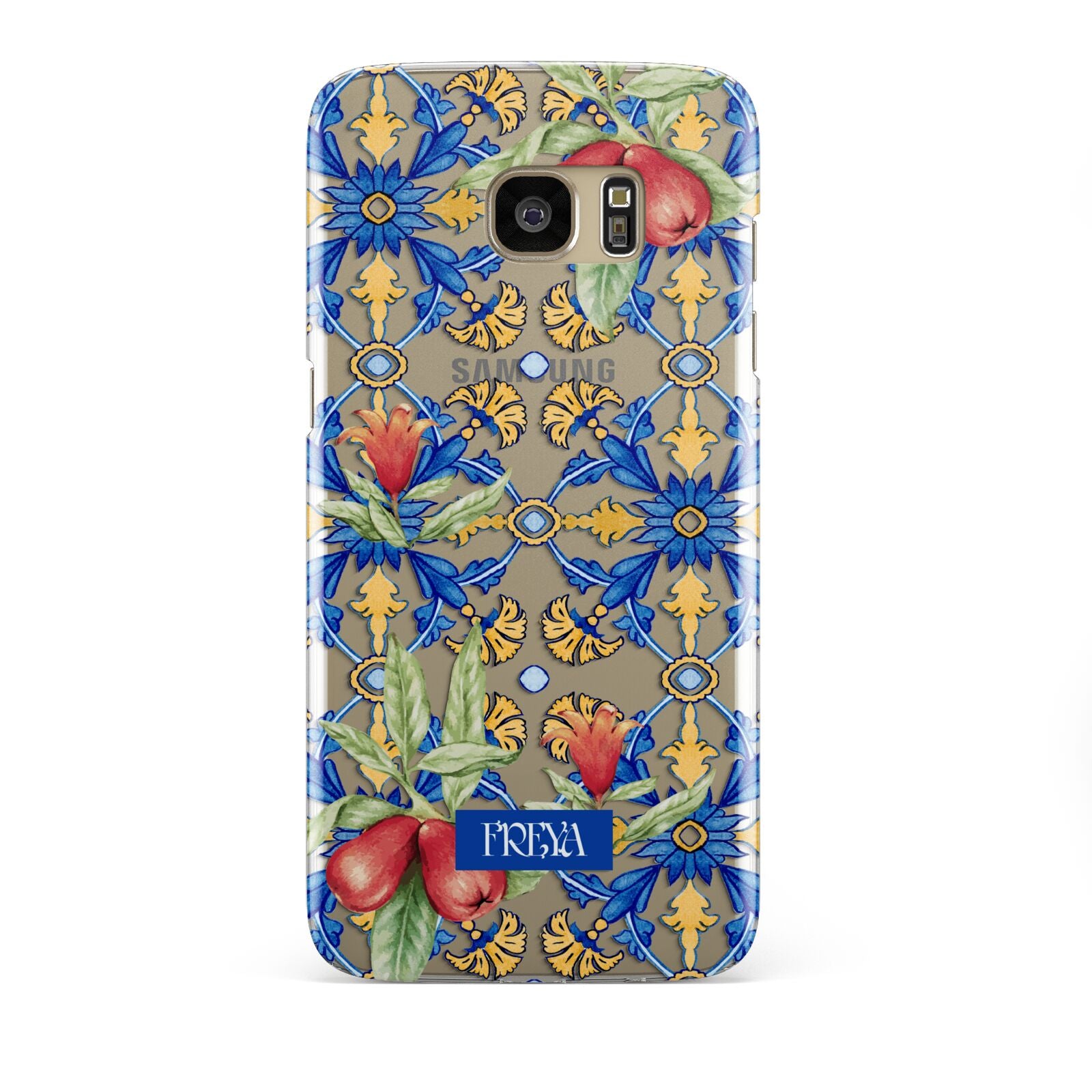Personalised Mediterranean Fruit and Tiles Samsung Galaxy S7 Edge Case