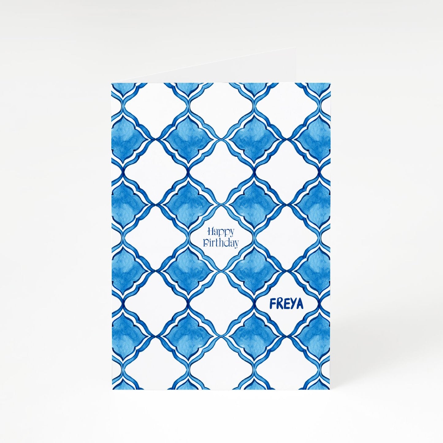 Personalised Mediterranean Tiles A5 Greetings Card