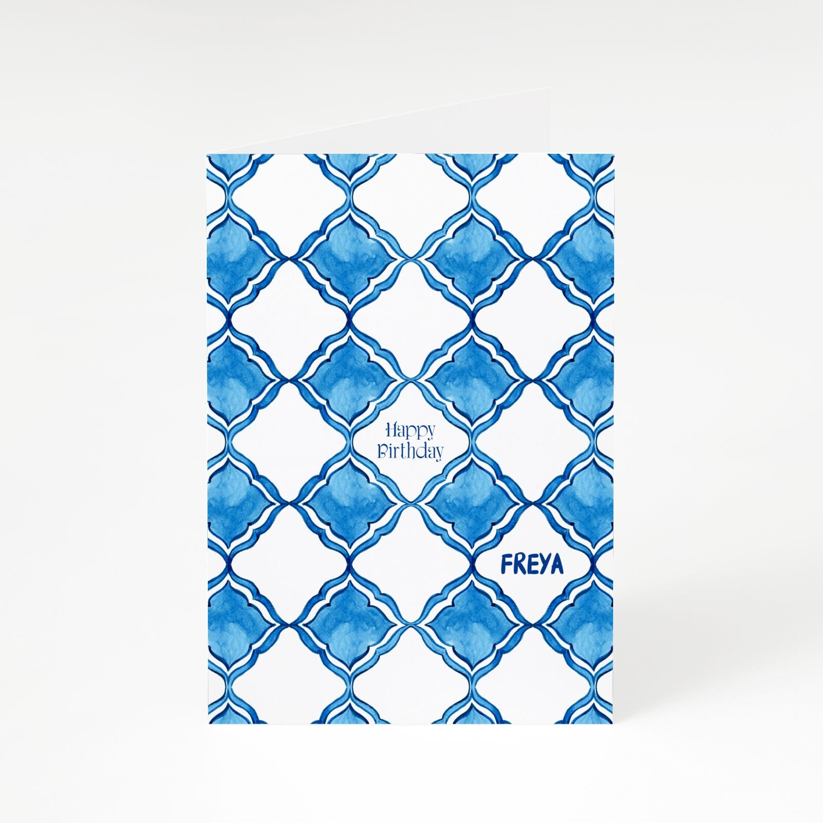 Personalised Mediterranean Tiles A5 Greetings Card