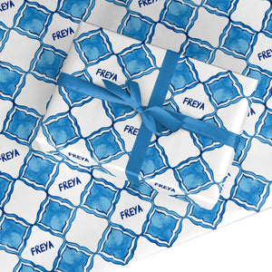 Personalised Mediterranean Tiles Wrapping Paper