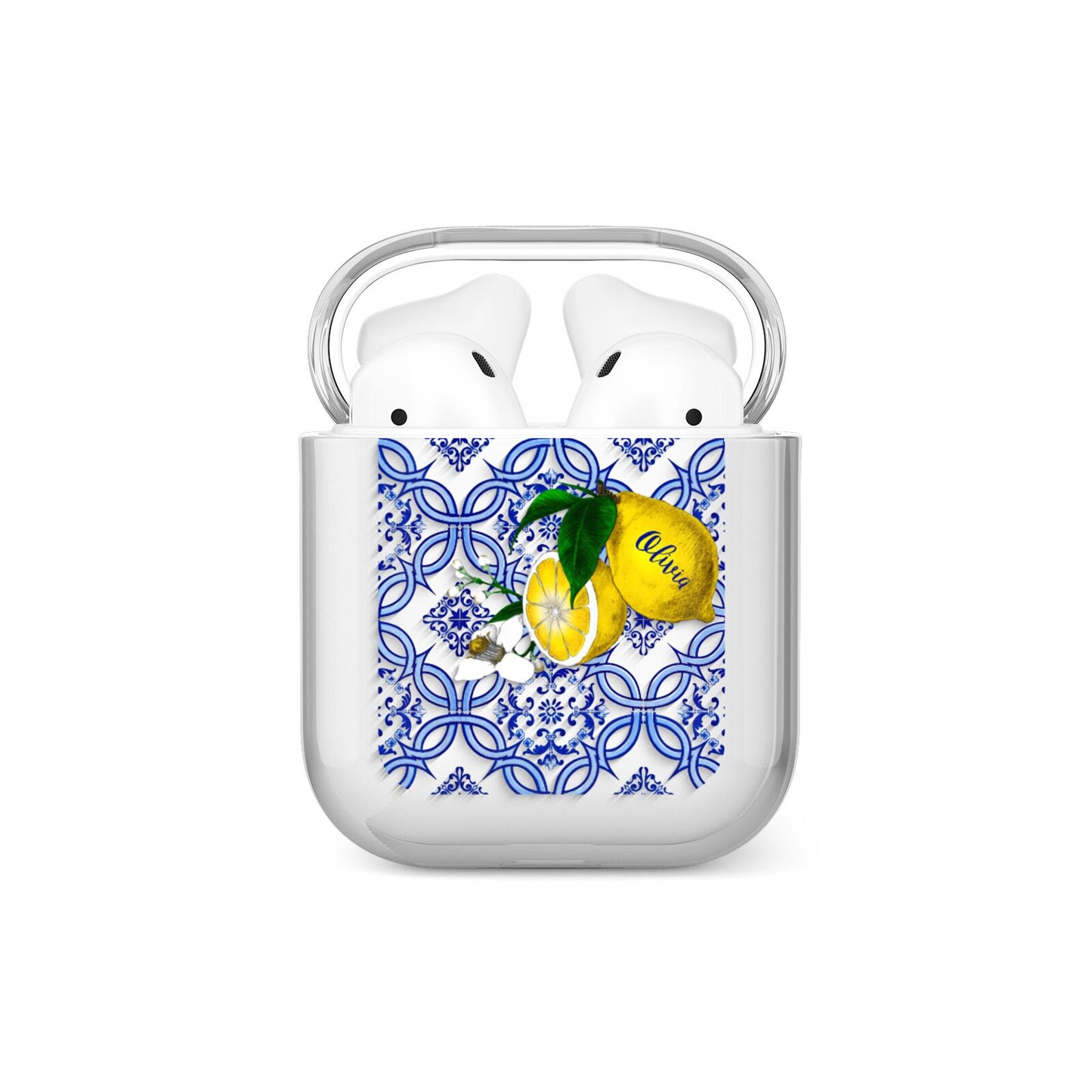 Personalised Mediterranean Tiles and Lemons AirPods Case