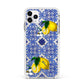Personalised Mediterranean Tiles and Lemons Apple iPhone 11 Pro Max in Silver with White Impact Case