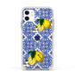 Personalised Mediterranean Tiles and Lemons Apple iPhone 11 in White with White Impact Case