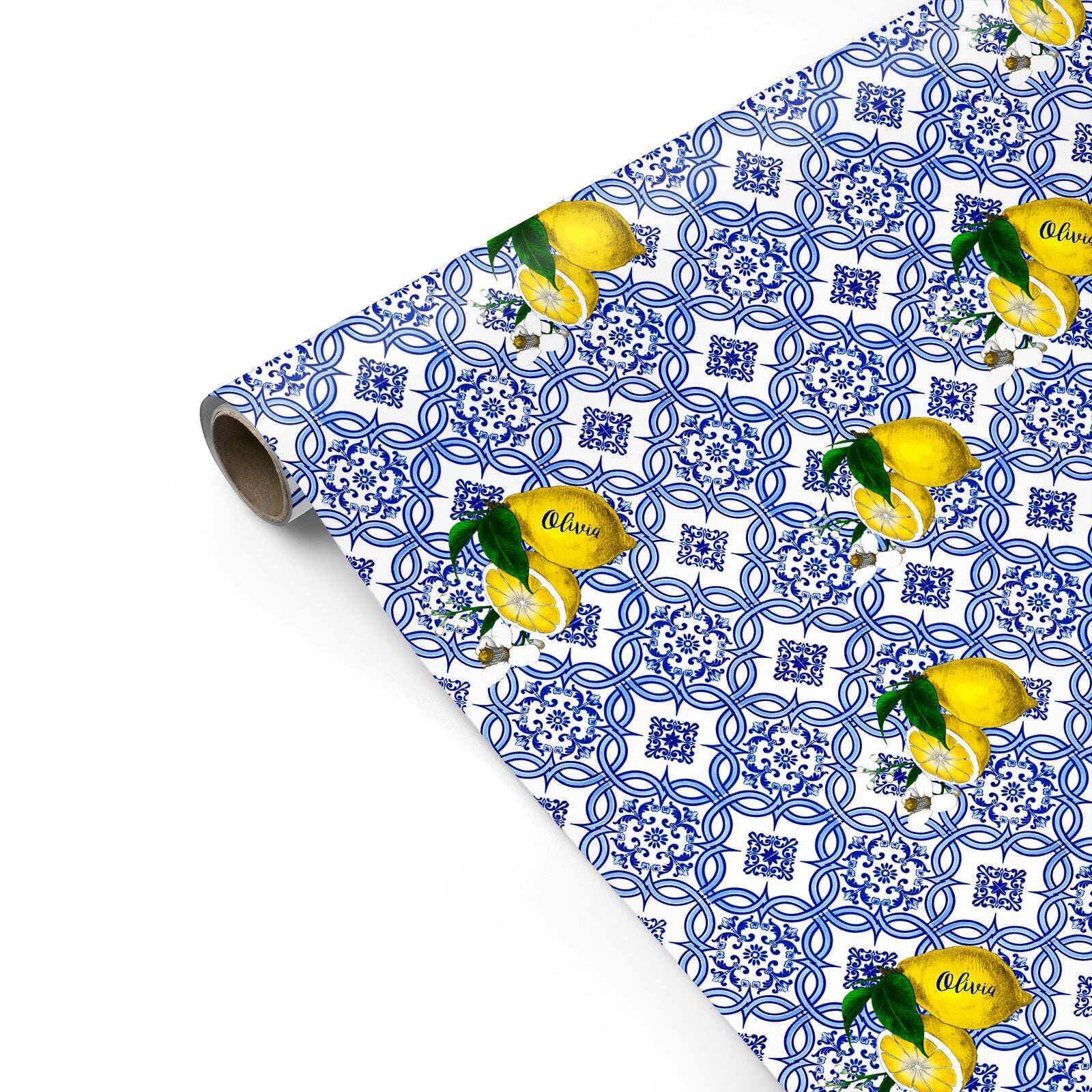  ECOARTTE Lemons and Moroccan Tile Wrapping Paper set
