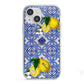 Personalised Mediterranean Tiles and Lemons iPhone 13 Mini TPU Impact Case with White Edges