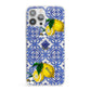 Personalised Mediterranean Tiles and Lemons iPhone 13 Pro Max Clear Bumper Case