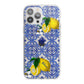 Personalised Mediterranean Tiles and Lemons iPhone 13 Pro Max TPU Impact Case with White Edges