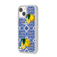 Personalised Mediterranean Tiles and Lemons iPhone 14 Glitter Tough Case Starlight Angled Image