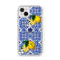 Personalised Mediterranean Tiles and Lemons iPhone 14 Plus Clear Tough Case Starlight