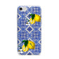 Personalised Mediterranean Tiles and Lemons iPhone 7 Bumper Case on Silver iPhone