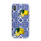 Personalised Mediterranean Tiles and Lemons iPhone X Bumper Case on Silver iPhone Alternative Image 1