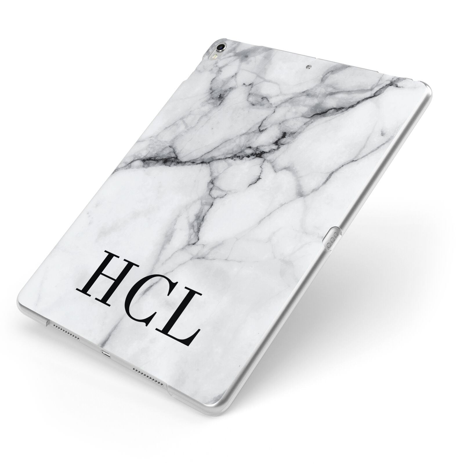 Personalised Medium Marble Initials Apple iPad Case on Silver iPad Side View