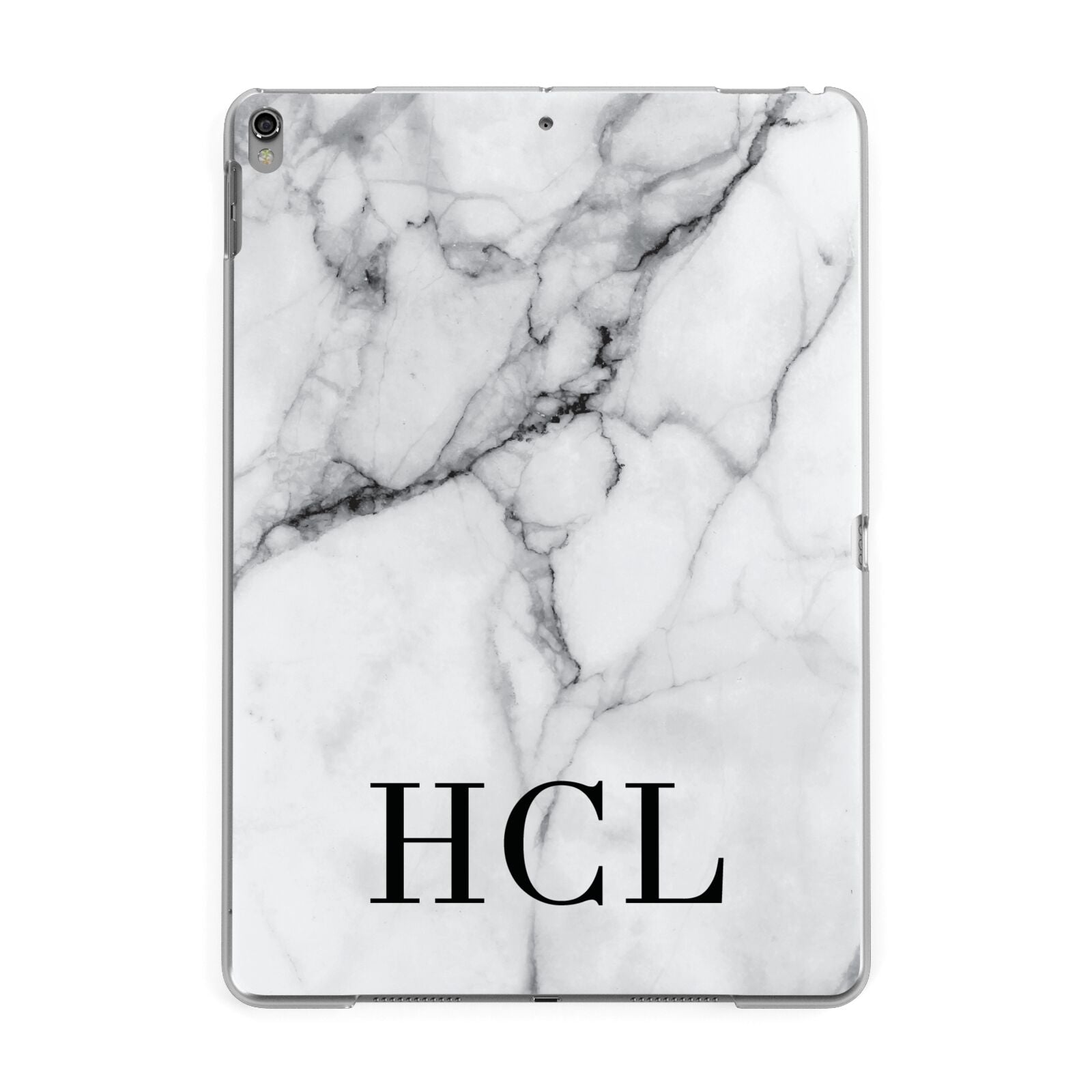 Personalised Medium Marble Initials Apple iPad Grey Case