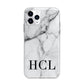 Personalised Medium Marble Initials Apple iPhone 11 Pro Max in Silver with Bumper Case