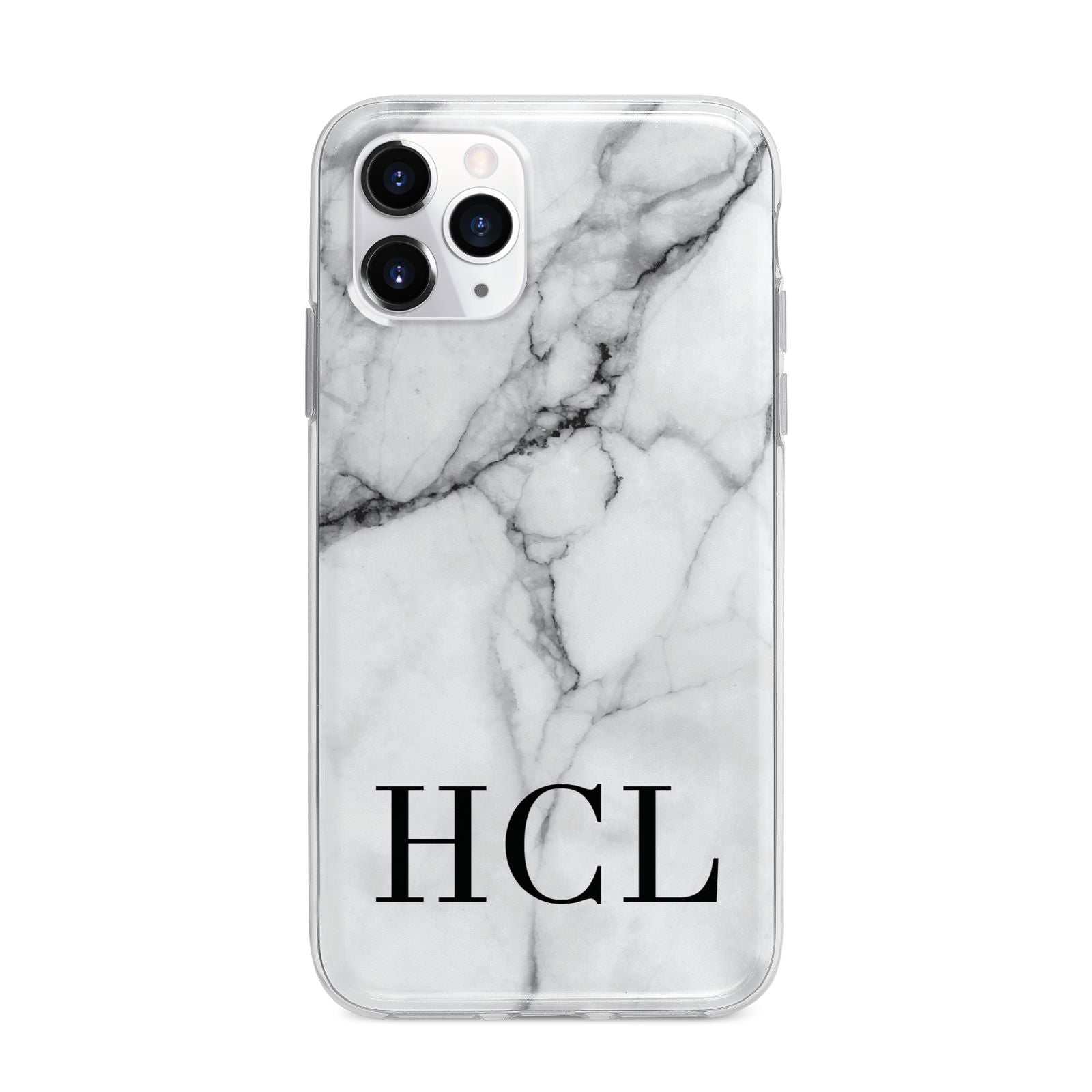 Personalised Medium Marble Initials Apple iPhone 11 Pro in Silver with Bumper Case