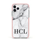 Personalised Medium Marble Initials Apple iPhone 11 Pro in Silver with Pink Impact Case