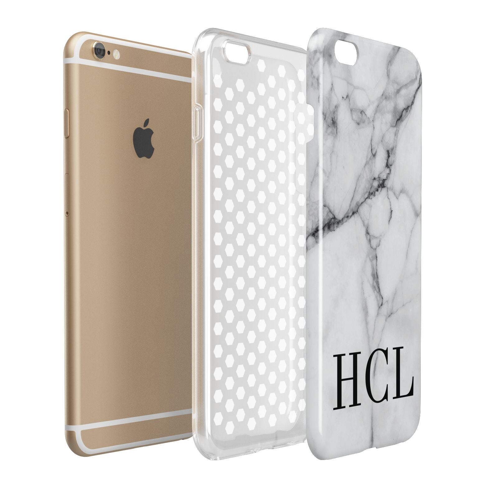 Personalised Medium Marble Initials Apple iPhone 6 Plus 3D Tough Case Expand Detail Image