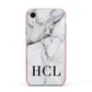 Personalised Medium Marble Initials Apple iPhone XR Impact Case Pink Edge on Silver Phone