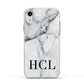 Personalised Medium Marble Initials Apple iPhone XR Impact Case White Edge on Silver Phone