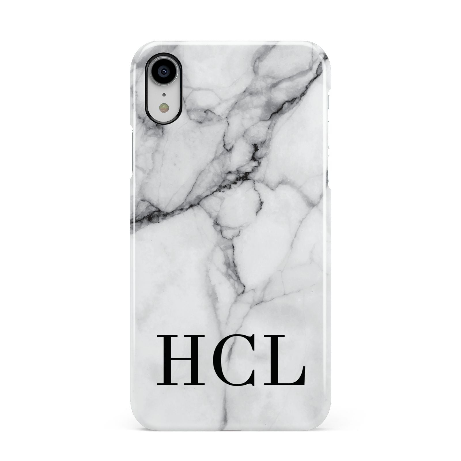 Personalised Medium Marble Initials Apple iPhone XR White 3D Snap Case
