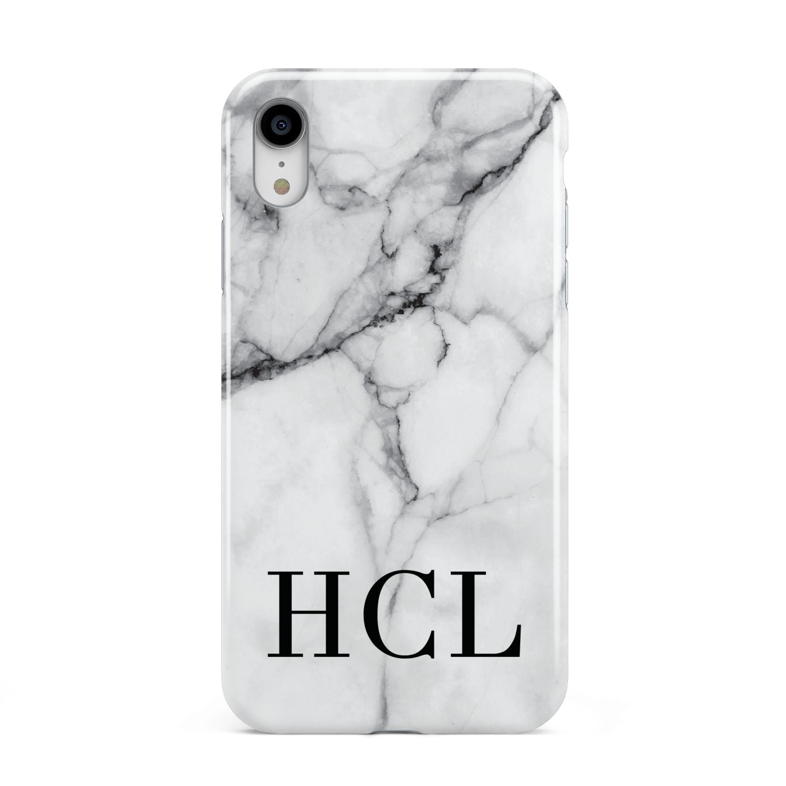 Personalised Medium Marble Initials Apple iPhone XR White 3D Tough Case