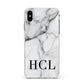 Personalised Medium Marble Initials Apple iPhone Xs Max Impact Case White Edge on Silver Phone
