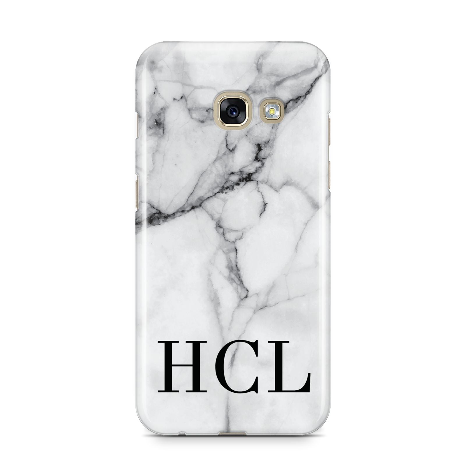 Personalised Medium Marble Initials Samsung Galaxy A3 2017 Case on gold phone