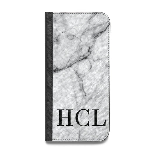 Personalised Medium Marble Initials Vegan Leather Flip iPhone Case
