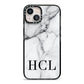 Personalised Medium Marble Initials iPhone 13 Black Impact Case on Silver phone