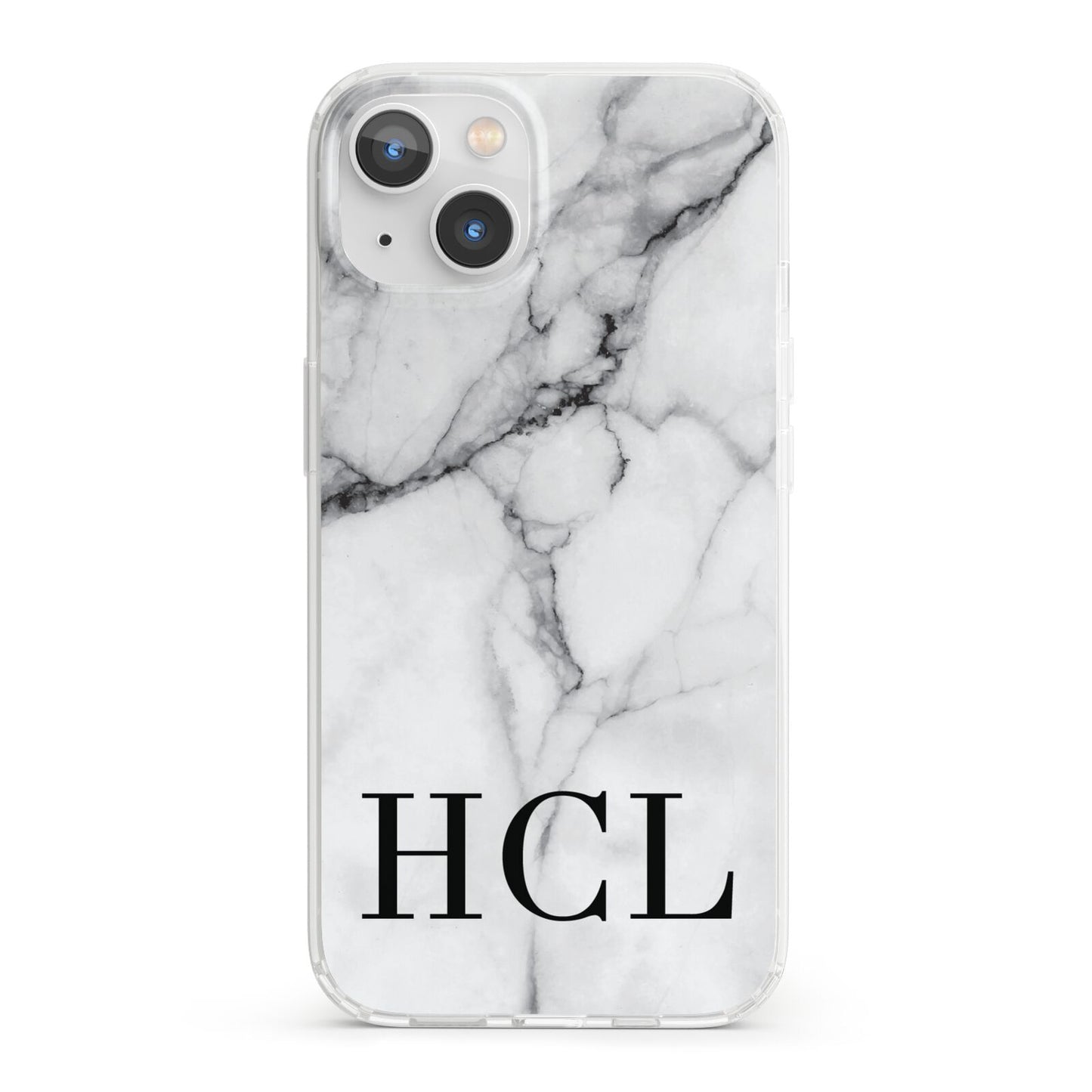 Personalised Medium Marble Initials iPhone 13 Clear Bumper Case