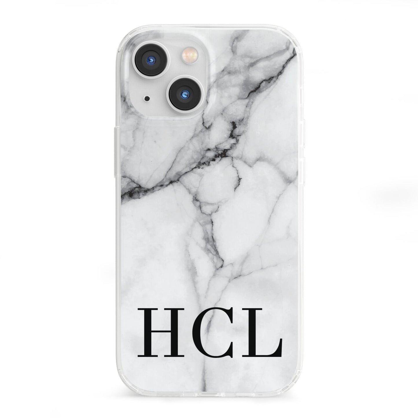 Personalised Medium Marble Initials iPhone 13 Mini Clear Bumper Case