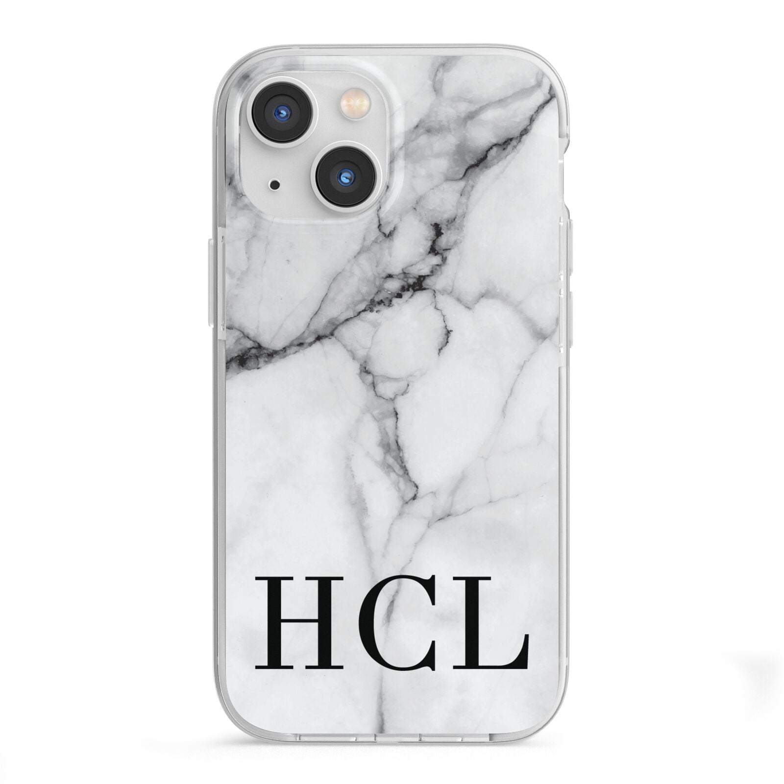 Personalised Medium Marble Initials iPhone 13 Mini TPU Impact Case with White Edges