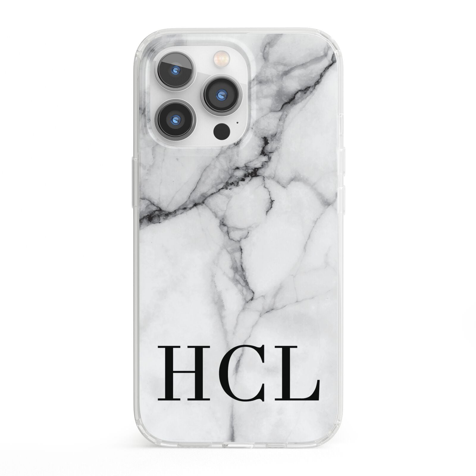 Personalised Medium Marble Initials iPhone 13 Pro Clear Bumper Case