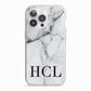 Personalised Medium Marble Initials iPhone 13 Pro TPU Impact Case with White Edges