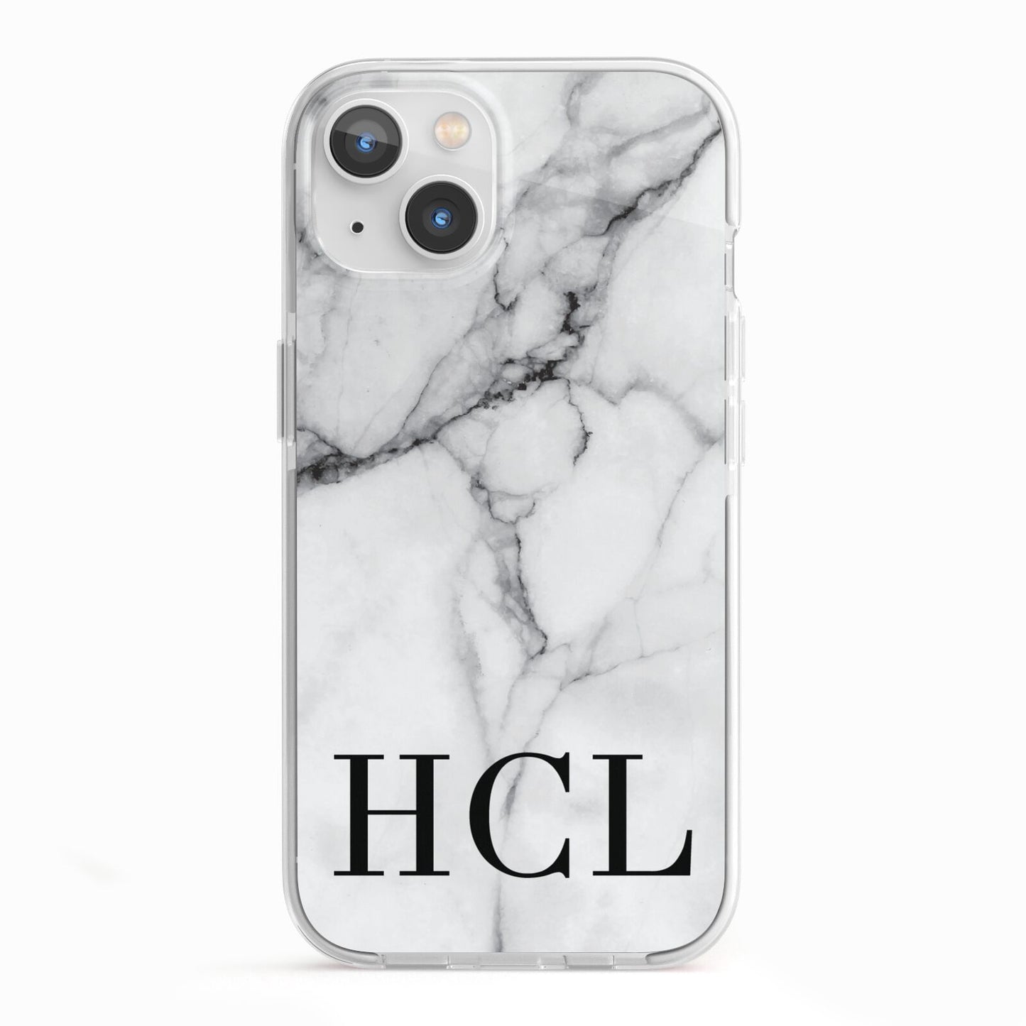 Personalised Medium Marble Initials iPhone 13 TPU Impact Case with White Edges