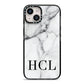Personalised Medium Marble Initials iPhone 14 Black Impact Case on Silver phone