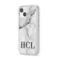 Personalised Medium Marble Initials iPhone 14 Clear Tough Case Starlight Angled Image