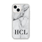 Personalised Medium Marble Initials iPhone 14 Clear Tough Case Starlight