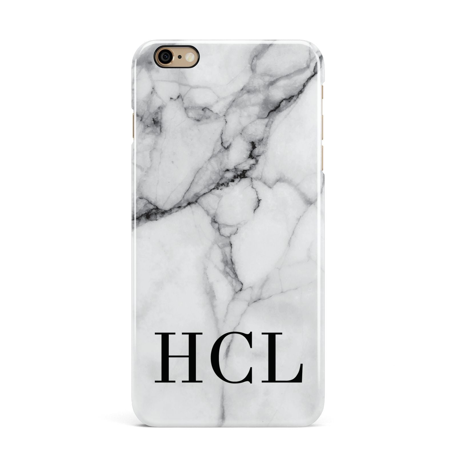 Personalised Medium Marble Initials iPhone 6 Plus 3D Snap Case on Gold Phone