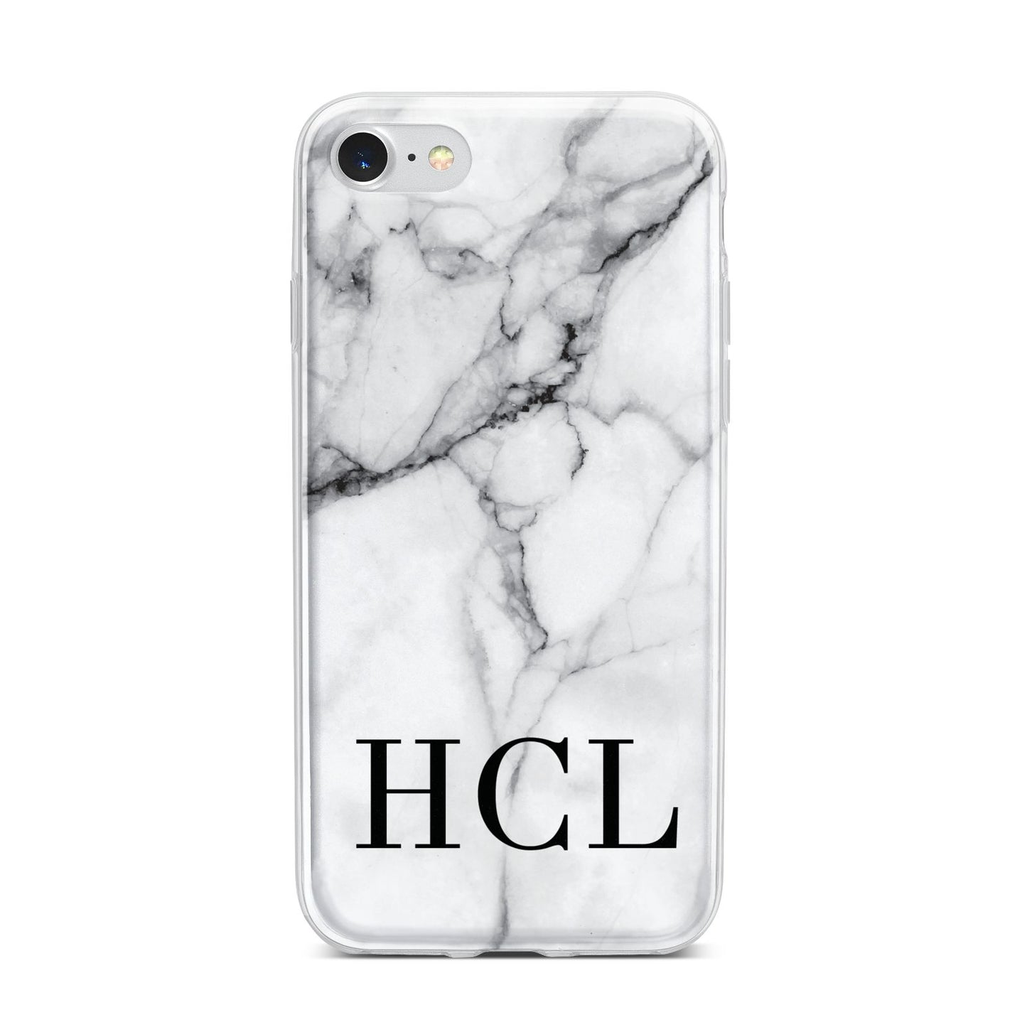 Personalised Medium Marble Initials iPhone 7 Bumper Case on Silver iPhone