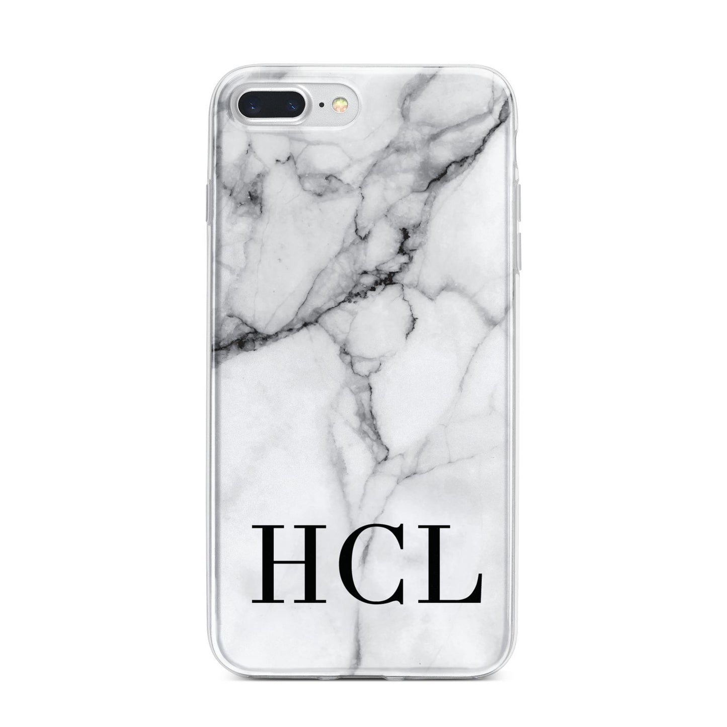 Personalised Medium Marble Initials iPhone 7 Plus Bumper Case on Silver iPhone