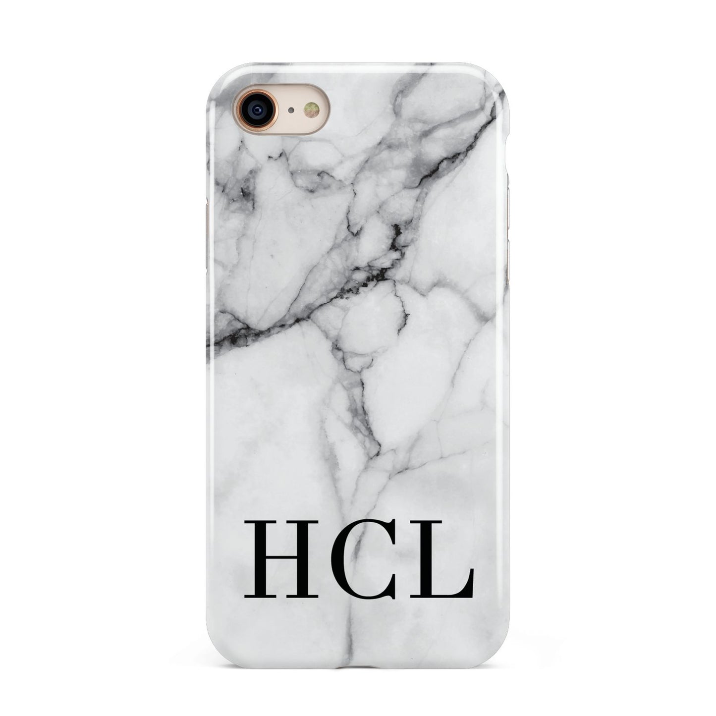 Personalised Medium Marble Initials iPhone 8 3D Tough Case on Gold Phone